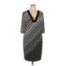 Studio One Casual Dress - Shift V Neck 3/4 sleeves: Black Print Dresses - Women's Size 1X