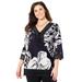 Plus Size Women's Crochet Trim Tunic by Catherines in Black Floral (Size 0X)