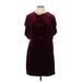 Jessica Simpson Cocktail Dress - Mini High Neck Short sleeves: Burgundy Print Dresses - Women's Size 12