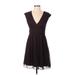 J.Crew Cocktail Dress - Party V-Neck Sleeveless: Brown Solid Dresses - Women's Size 4