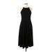 Ann Taylor Casual Dress - Midi Halter Sleeveless: Black Print Dresses - Women's Size 6