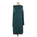 Brooklyn Industries Casual Dress - Sweater Dress: Teal Marled Dresses - Women's Size Large