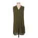 Madewell Casual Dress - Shift V Neck Sleeveless: Green Solid Dresses - Women's Size Small