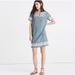 Madewell Dresses | Madewell Short Sleeve Dress Blue Aztec Embroidery Tribal Boho Denim Chambray Xs | Color: Blue | Size: Xs