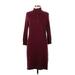 Tommy Bahama Casual Dress - Sweater Dress High Neck 3/4 sleeves: Burgundy Solid Dresses - Women's Size Large