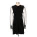 Zara Casual Dress - Shift Crew Neck Long sleeves: Black Print Dresses - New - Women's Size Small