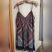 American Eagle Outfitters Dresses | Ae Boho Print Festival Mini Red Navy Blue Ivory/White Geometric Sz 14/Xl V-Neck | Color: Blue/Red | Size: Xl