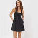 American Eagle Outfitters Dresses | American Eagle Smocked Cross-Back Mini Linen Blend Dress Size Medium Nwt | Color: Black | Size: M