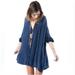 Free People Dresses | Free People Spin Me Navy Blue Tunic Dress Swing Top Button Down Oversized Sz S | Color: Blue | Size: S