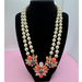 J. Crew Jewelry | J. Crew Faux Pearl Double Strand Statement Necklace With Rhinestone Clusters | Color: Orange/White | Size: Os