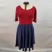 Lularoe Dresses | Nwt Lula Roe Dress Nicole Red Blue Color Block Plus Size 2xl Stretch | Color: Blue/Red | Size: Xxl