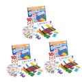 BESTonZON 3 Sets Mathematics Enlightenment Teaching Aids Kid Number Cards Math Addition Problems Helper Math Toy for Math Teaching Toy Kid Counting Rods Puzzle Toy Blocks Wooden Child Paper