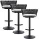 ZERAPH 360° Swivel Barstool Set of 3 Velvet Stools with Low Back & Black Footrest, Height Adjustable Counter Bar Chair for Kitchen Island, Cafe, Pub,Gray