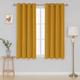 APEX FURNISHINGS Dim Out Eyelet Curtain 2 panel 90x72 Inches Yellow – Soft Thermal Blackout Curtains for Bedroom Living Room with Tie Backs