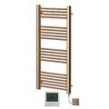 Greened House Electric Brushed Brass Straight Heated Towel Rail 500mm Wide x 1200mm High Flat Towel Radiator + Timer and Thermostat