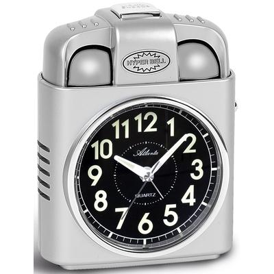 Quarzwecker ATLANTA "1947/19", silber (silberfarben), Wecker, Retro Wecker, extra laut, Lautstärkenregulierung, mit Glockensignal, Licht
