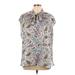 Nine West Short Sleeve Blouse: Gray Paisley Tops - Women's Size 1X - Print Wash