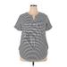 Woman Within Short Sleeve T-Shirt: Gray Stripes Tops - Women's Size 18