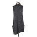 Agnes B. Casual Dress - Shift High Neck Sleeveless: Gray Marled Dresses - Women's Size Small