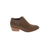 Lucky Brand Ankle Boots: Chelsea Boots Stacked Heel Bohemian Brown Solid Shoes - Women's Size 8 - Almond Toe