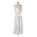 FRAME Casual Dress - Midi Scoop Neck Sleeveless: White Stripes Dresses - Women's Size X-Small