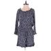 Polo by Ralph Lauren Casual Dress - Mini Scoop Neck 3/4 sleeves: Blue Print Dresses - Women's Size Small