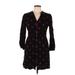 Boden Casual Dress - Mini V Neck 3/4 sleeves: Black Polka Dots Dresses - Women's Size 10 Petite