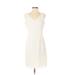 Ann Taylor Casual Dress - Sheath V-Neck Sleeveless: Ivory Solid Dresses - Women's Size 2 Petite