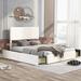 Latitude Run® Upholstery Platform Bed w/ Four Drawers on Two Sides, Adjustable Headboard & /Upholstered/Velvet in White | Wayfair