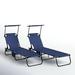Ebern Designs Lija Outsunny Folding Chaise Lounge Pool Chairs, Outdoor Sun Tanning Chairs, Dark Blue Metal | 22 W x 74.75 D in | Wayfair