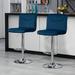 Ebern Designs Farjand Stool Upholstered/Velvet/Metal in Gray/Blue | 17.13 W x 20.08 D in | Wayfair D16B3F7537574BCBA17EAF8566943080