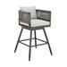 George Oliver Kussell Metal Outdoor Stool w/ Cushion Metal in Black/Brown/White | 39 H x 24.5 W x 24.5 D in | Wayfair