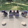 Lark Manor™ Ashvin 5 Piece Rattan Sofa Seating Group w/ Cushions Synthetic Wicker/All - Weather Wicker/Metal/Wicker/Rattan in Gray | Outdoor Furniture | Wayfair