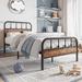 Williston Forge Shaylee Bed Frames w/ Wood Headboard & Footboard Vintage Brown Wood & Metal/Metal in Black/Brown | Wayfair