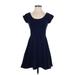 Venus Casual Dress - Mini Scoop Neck Short sleeves: Blue Solid Dresses - Women's Size Small