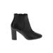 M. Gemi Boots: Chelsea Boots Chunky Heel Minimalist Black Solid Shoes - Women's Size 39 - Almond Toe