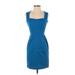 Banana Republic Casual Dress - Sheath Sweetheart Sleeveless: Blue Print Dresses - Women's Size 2 Petite