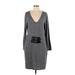 New York & Company Casual Dress - Sweater Dress: Gray Marled Dresses - Women's Size Large