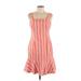 Calvin Klein Casual Dress - A-Line Square Sleeveless: Orange Print Dresses - Women's Size 10
