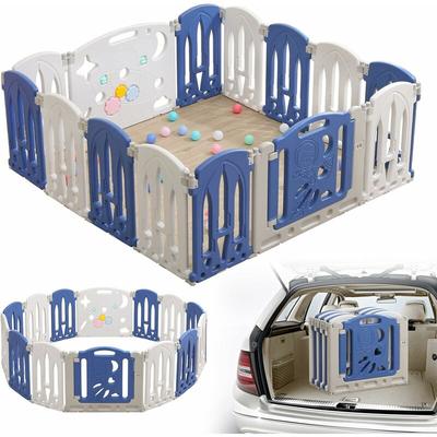 Aufun - Laufstall Baby Laufgitter Klappbar Baby Absperrgitter mit Tür und Spielzeugbrett, 14+2 Image