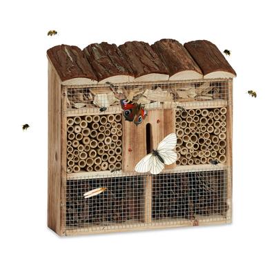 Insektenhotel Zum Aufhängen, Bienenhotel, Schmetterlingshaus, Geflämmtes Holz, hbt: 31 x 30,5 x 9,5