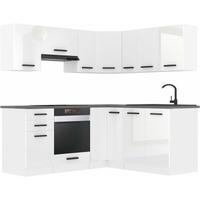 Küchenzeile Küchenblock Küche L-Form Sarah Küchenmöbel mit Griffe, Einbauküche ohne Elektrogeräten