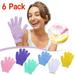 6 Pairs Exfoliating Shower Gloves TQWQT Stretch Body Scrubber Washable Loofah Gloves Exfoliating Dual Texture Bath Wash Gloves for Shower Spa Massage Family Scrubbing Glove for Women Men