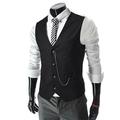 Men's Vest Suit Vest Gilet Wedding Business Causal Casual 1920s Smart Casual Polyester Solid Colored Single Breasted Shirt Collar Slim Black Red Light Grey Vest