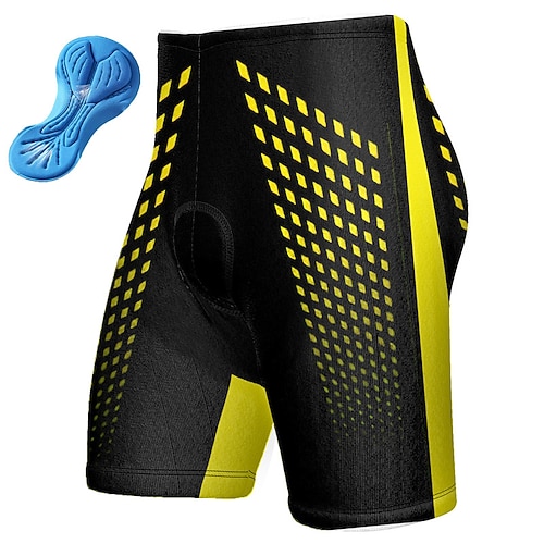 Herren Grafik Geometrisch Fahrradhose Fahhrad Gepolsterte Shorts / Chamois Unterteile Mountainbike MTB Straßenradsport Sport 3D-Polster Radfahren Schnelltrocknend Feuchtigkeitsableitend Gelb Rot Image