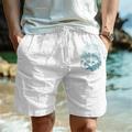 Men's Shorts Summer Shorts Beach Shorts Drawstring Elastic Waist Print Anchor Comfort Breathable Short Outdoor Holiday Going out Cotton Blend Hawaiian Casual White 1 White #2