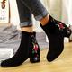 Women's Boots Suede Shoes Work Daily Floral Solid Colored Booties Ankle Boots Winter High Heel Block Heel Round Toe Elegant Suede Zipper Black White