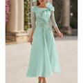 A-Line Mother of the Bride Dress Wedding Guest Elegant Vintage Straight Neckline Ankle Length Organza Short Sleeve Short Jacket Dresses with Appliques Flower blue wedding guest dress 2024