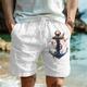 Men's Shorts Summer Shorts Beach Shorts Drawstring Elastic Waist Print Anchor Comfort Breathable Short Outdoor Holiday Going out Cotton Blend Hawaiian Casual White 1 White #2