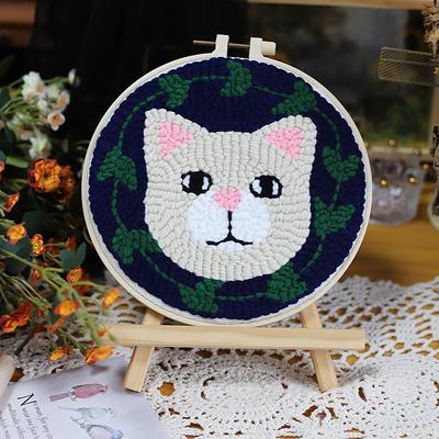 1set DIY Knitting Embroidery Kit Cute Animal Pattern DIY BasicStarter Embroidery Practice Set With Embroidery Hoop ColorThreads Needles Instructions Creative Basic Embroidery Set ForAdults Begi